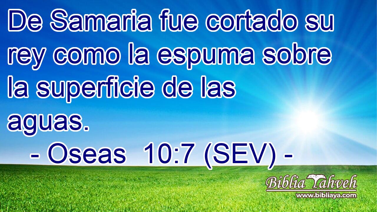De Samaria fue cortado su rey como la espuma sobre la superficie de las aguas.