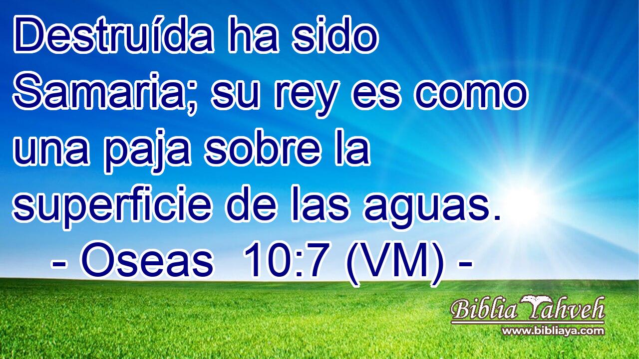  Destruída ha sido Samaria; su rey es como una paja sobre la superficie de las aguas. 