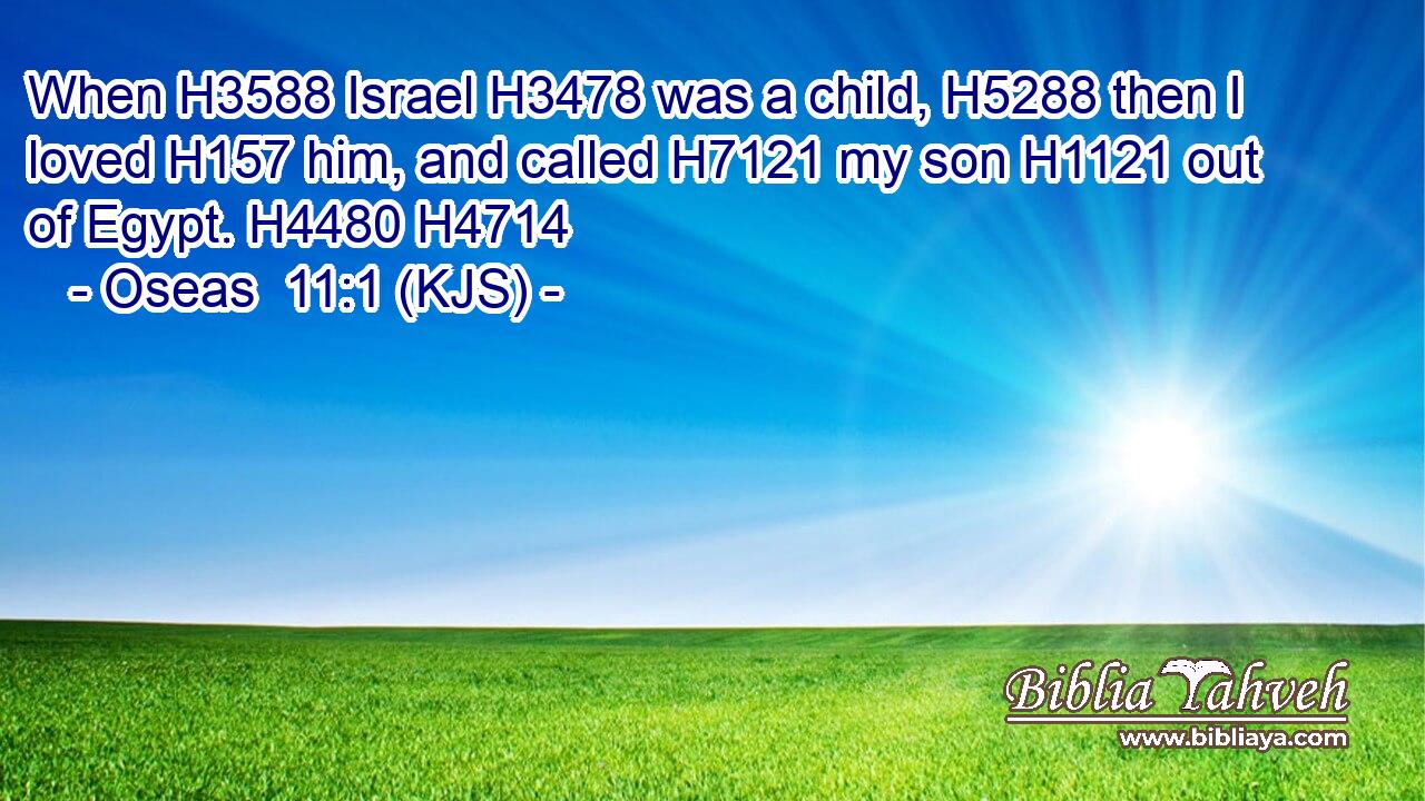 When H3588 Israel H3478 was a child, H5288 then I loved H157 him, and called H7121 my son H1121 out of Egypt. H4480 H4714