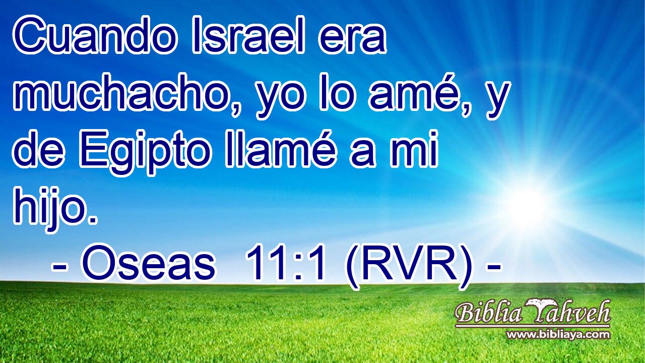 Cuando Israel era muchacho, yo lo amé, y de Egipto llamé a mi hijo.
