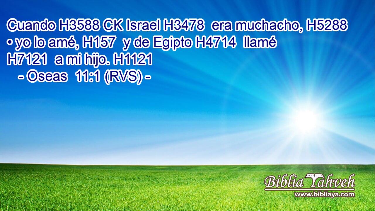 Cuando H3588 CK Israel H3478  era muchacho, H5288  • yo lo amé, H157  y de Egipto H4714  llamé H7121  a mi hijo. H1121  