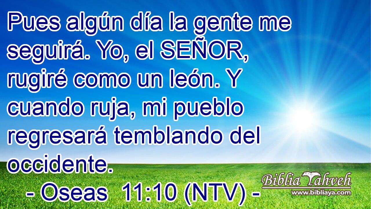 Pues algún día la gente me seguirá. Yo, el SEÑOR, rugiré como un león. Y cuando ruja, mi pueblo regresará temblando del occidente.