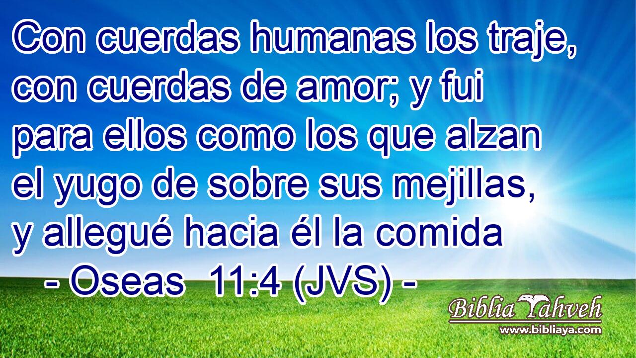 Con cuerdas humanas los traje, con cuerdas de amor; y fui para ellos como los que alzan el yugo de sobre sus mejillas, y allegué hacia él la comida