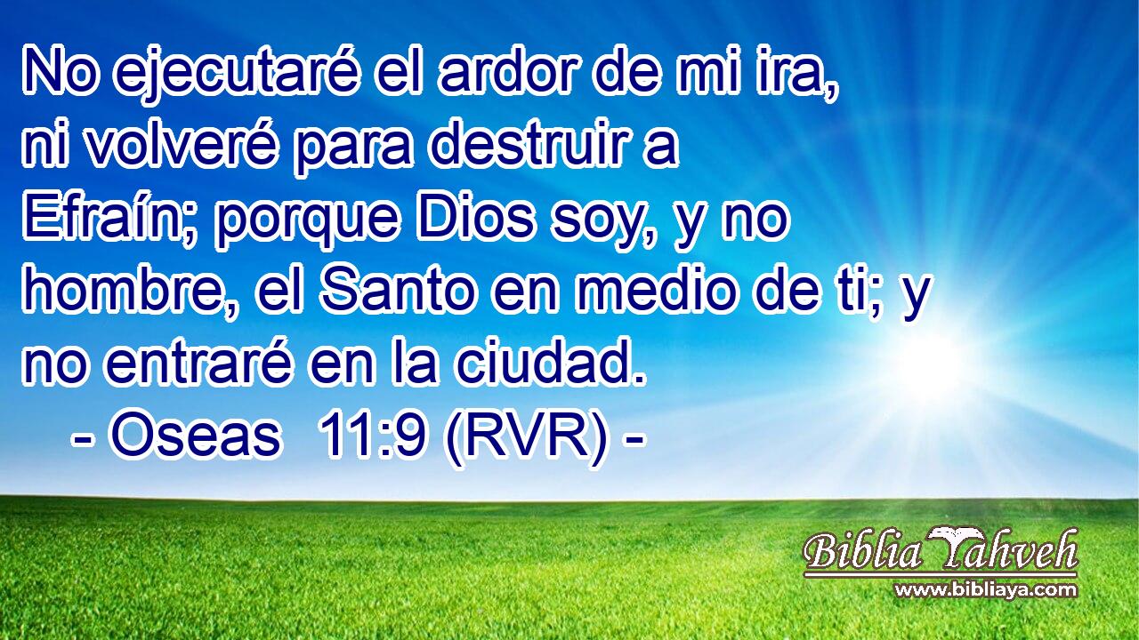 No ejecutaré el ardor de mi ira, ni volveré para destruir a Efraín; porque Dios soy, y no hombre, el Santo en medio de ti; y no entraré en la ciudad.
