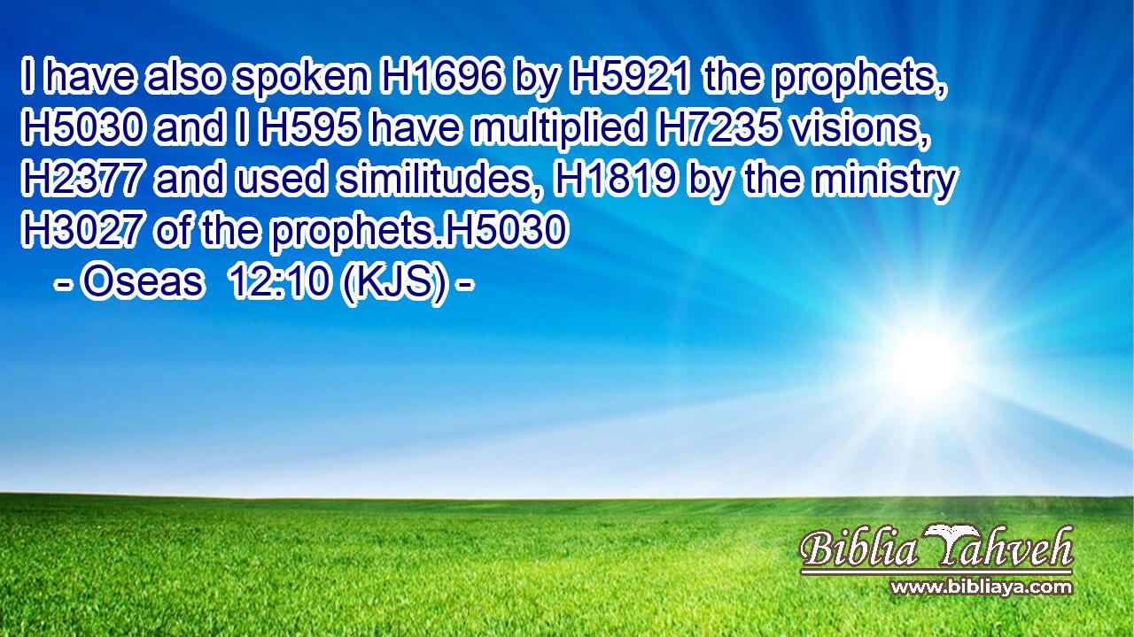 I have also spoken H1696 by H5921 the prophets, H5030 and I H595 have multiplied H7235 visions, H2377 and used similitudes, H1819 by the ministry H3027 of the prophets.H5030