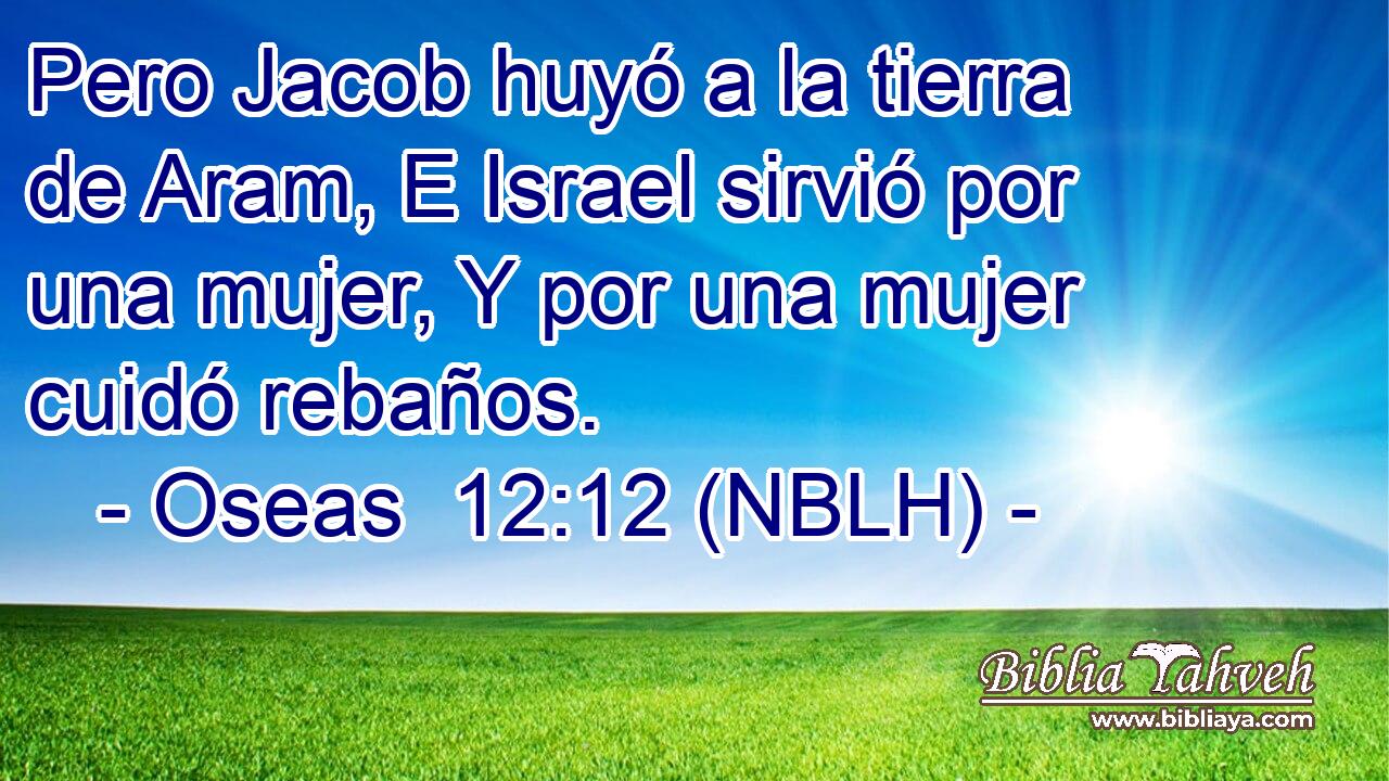  Pero Jacob huyó a la tierra de Aram, E Israel sirvió por una mujer, Y por una mujer cuidó rebaños. 