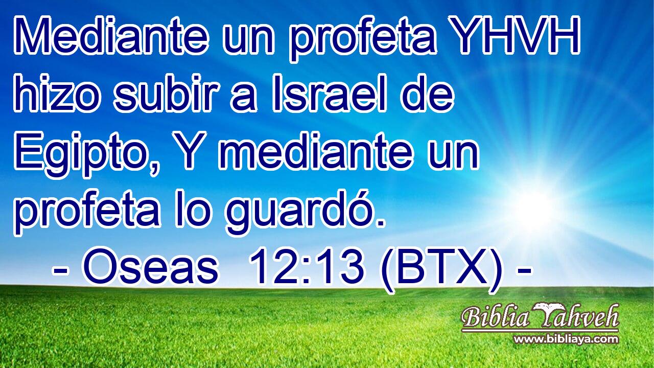 Mediante un profeta YHVH hizo subir a Israel de Egipto, Y mediante un profeta lo guardó.