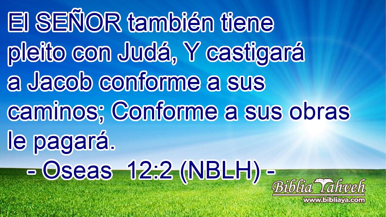  El SEÑOR también tiene pleito con Judá, Y castigará a Jacob conforme a sus caminos; Conforme a sus obras le pagará. 
