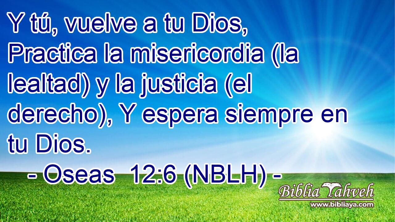  Y tú, vuelve a tu Dios, Practica la misericordia (la lealtad) y la justicia (el derecho), Y espera siempre en tu Dios. 