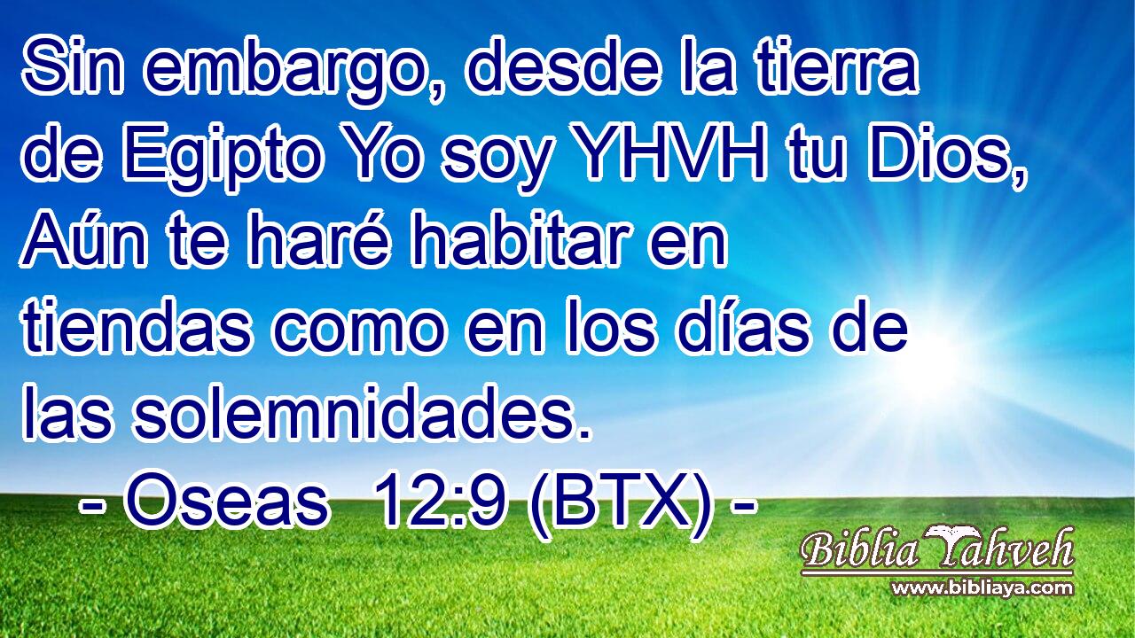 Sin embargo, desde la tierra de Egipto Yo soy YHVH tu Dios, Aún te haré habitar en tiendas como en los días de las solemnidades.