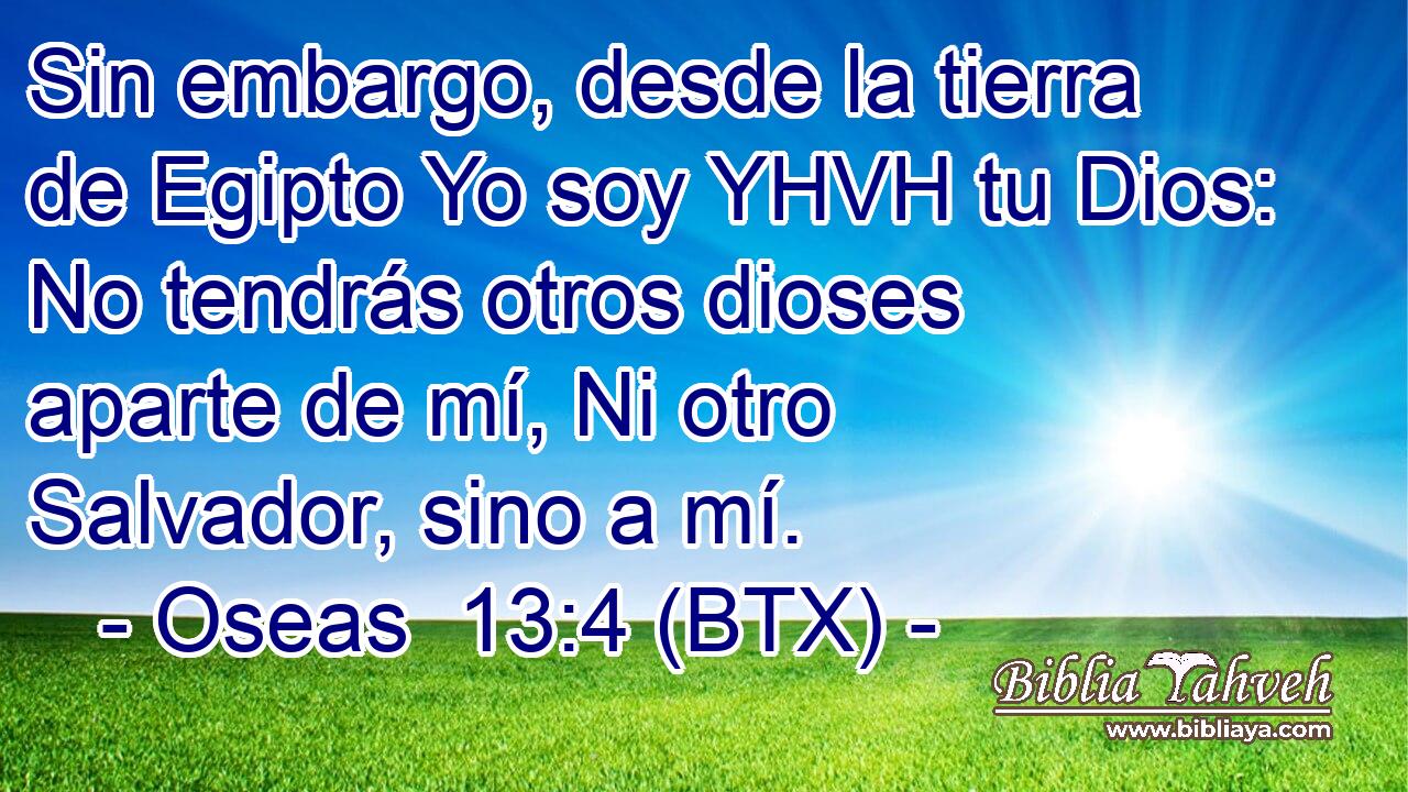 Sin embargo, desde la tierra de Egipto Yo soy YHVH tu Dios: No tendrás otros dioses aparte de mí, Ni otro Salvador, sino a mí.