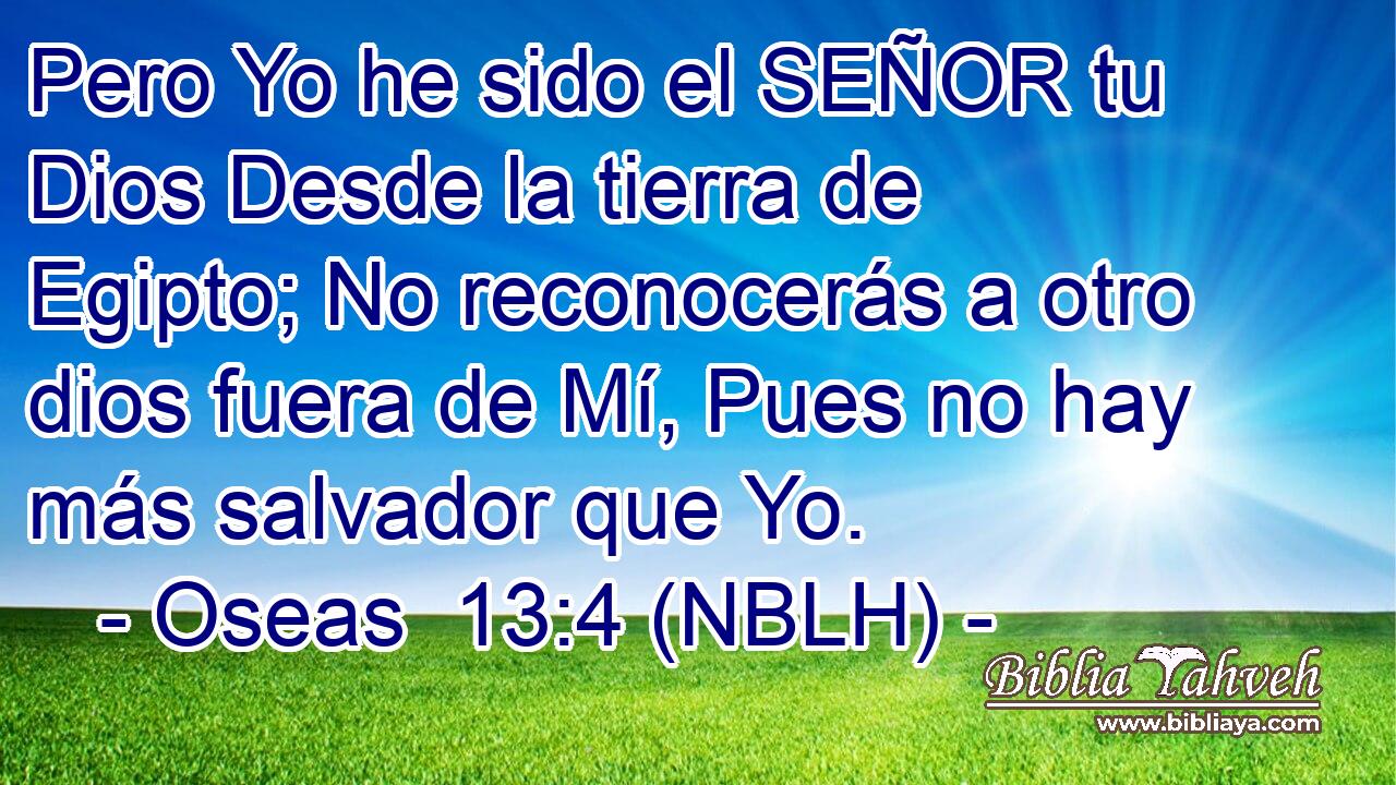  Pero Yo he sido el SEÑOR tu Dios Desde la tierra de Egipto; No reconocerás a otro dios fuera de Mí, Pues no hay más salvador que Yo. 