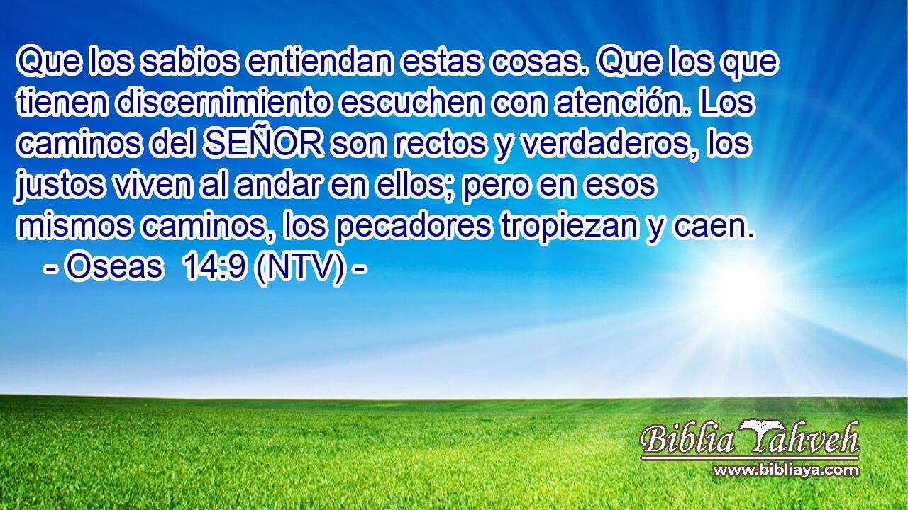 Que los sabios entiendan estas cosas. Que los que tienen discernimiento escuchen con atención. Los caminos del SEÑOR son rectos y verdaderos, los justos viven al andar en ellos; pero en esos mismos caminos, los pecadores tropiezan y caen.