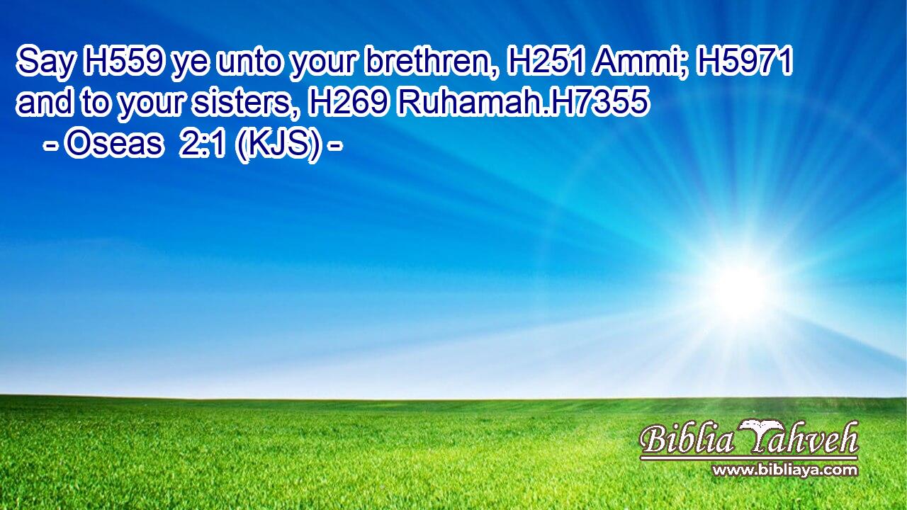 Say H559 ye unto your brethren, H251 Ammi; H5971 and to your sisters, H269 Ruhamah.H7355