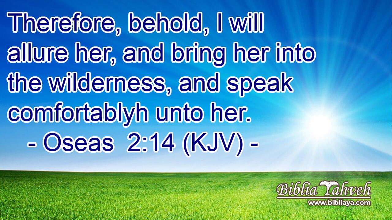 Therefore, behold, I will allure her, and bring her into the wilderness, and speak comfortablyh unto her.
