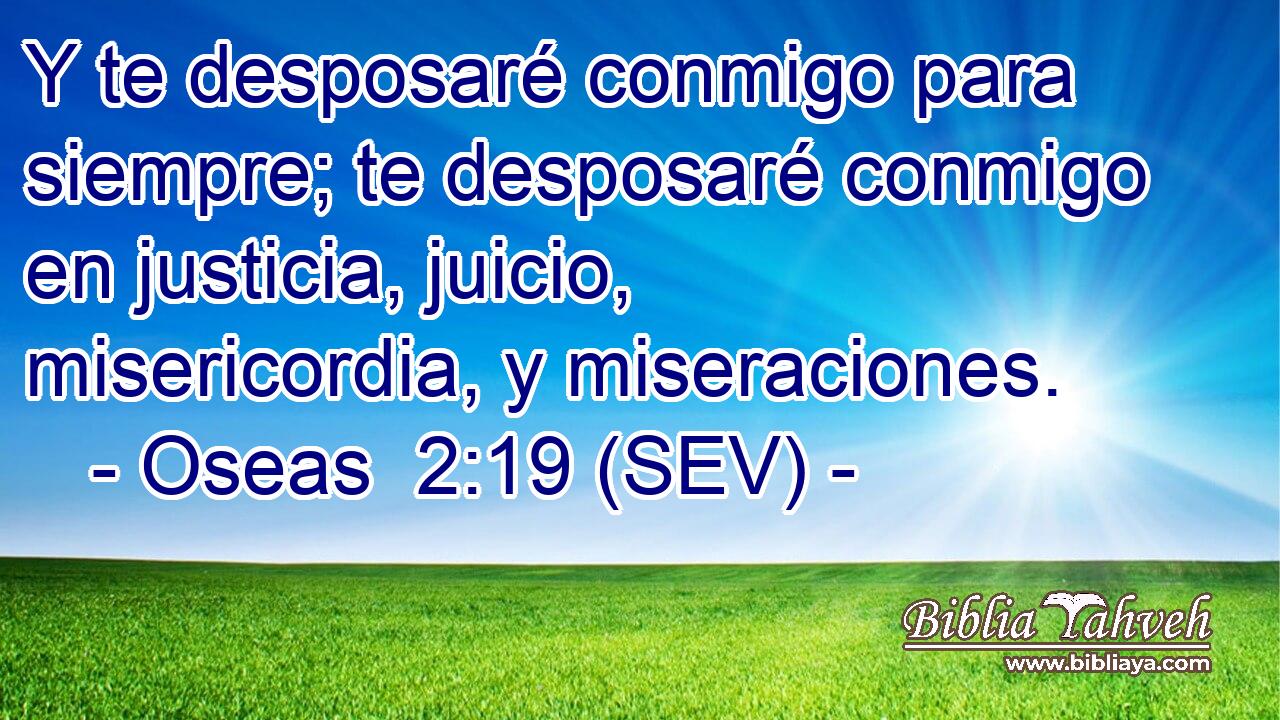 Y te desposaré conmigo para siempre; te desposaré conmigo en justicia, juicio, misericordia, y miseraciones.