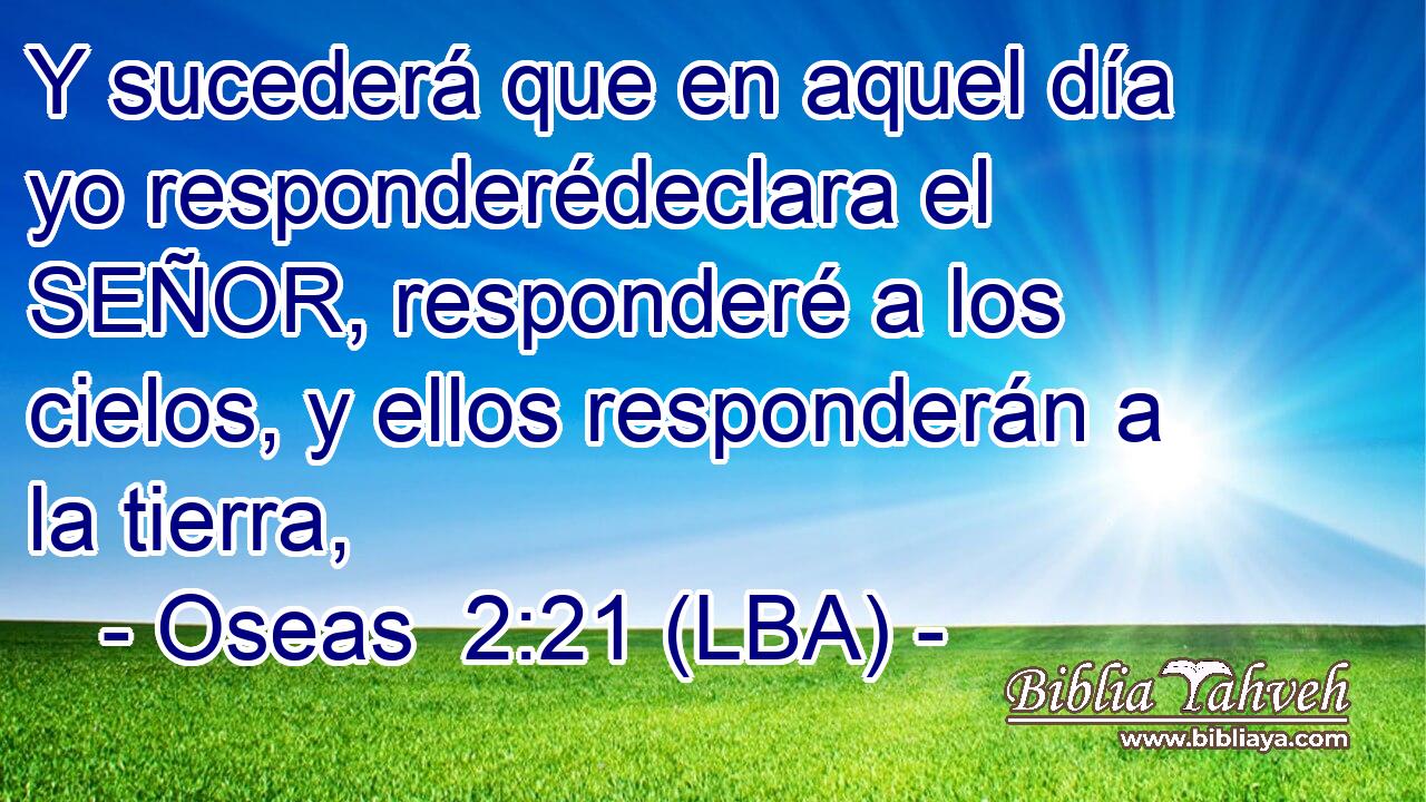 Y sucederá que en aquel día yo responderédeclara el SEÑOR, responderé a los cielos, y ellos responderán a la tierra,