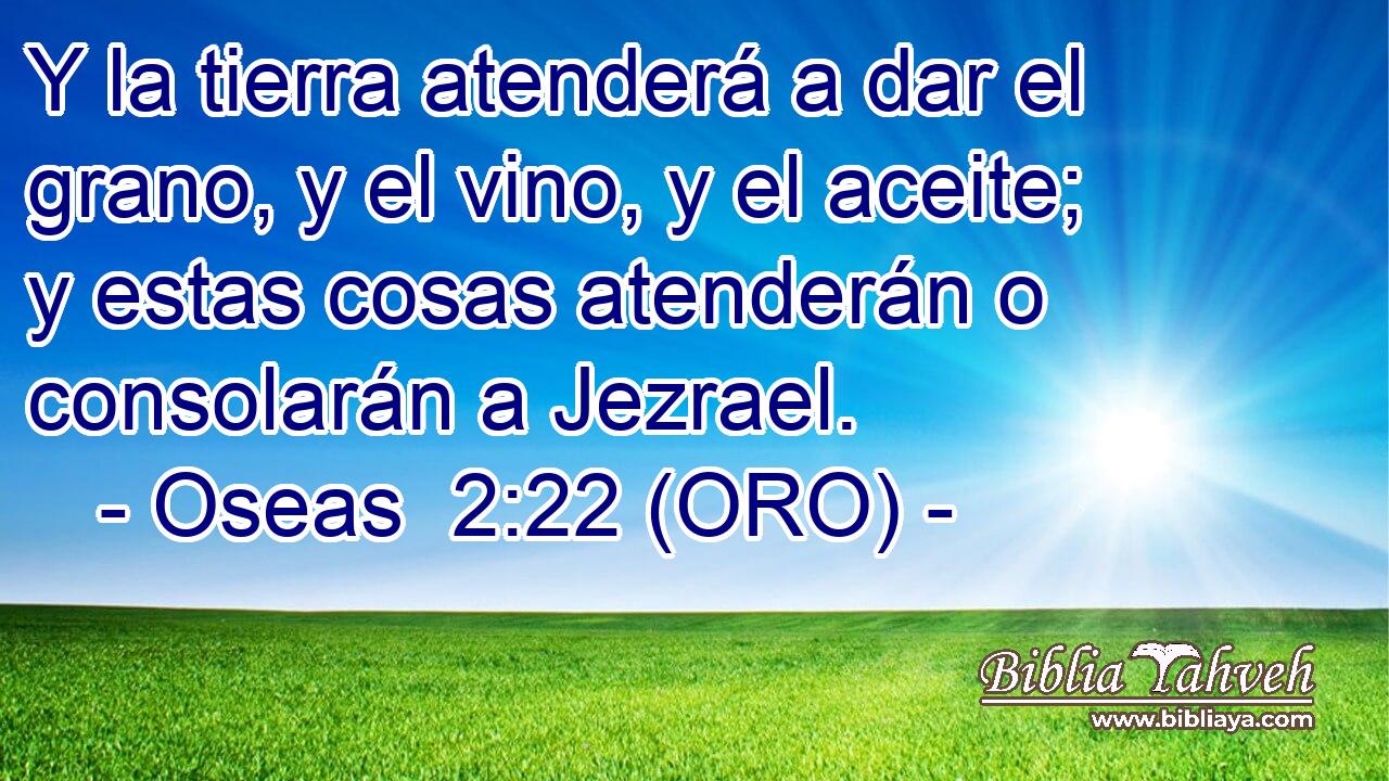  Y la tierra atenderá a dar el grano, y el vino, y el aceite; y estas cosas atenderán o consolarán a Jezrael. 