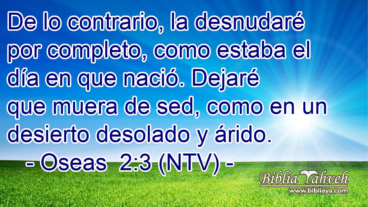 De lo contrario, la desnudaré por completo, como estaba el día en que nació. Dejaré que muera de sed, como en un desierto desolado y árido.
