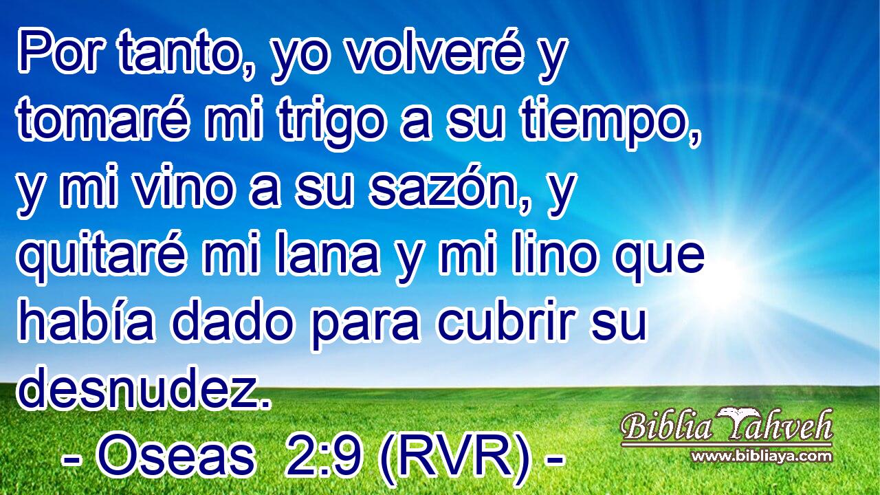 Por tanto, yo volveré y tomaré mi trigo a su tiempo, y mi vino a su sazón, y quitaré mi lana y mi lino que había dado para cubrir su desnudez.
