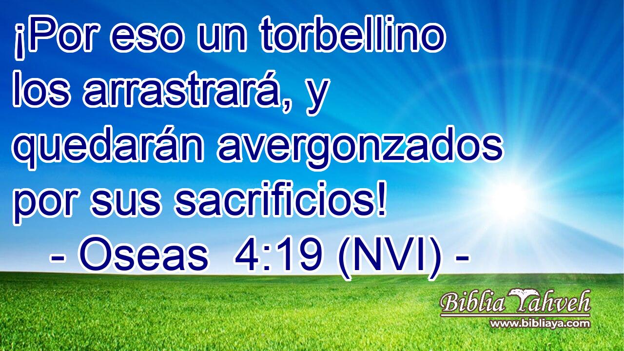 ¡Por eso un torbellino los arrastrará, y quedarán avergonzados por sus sacrificios! 
