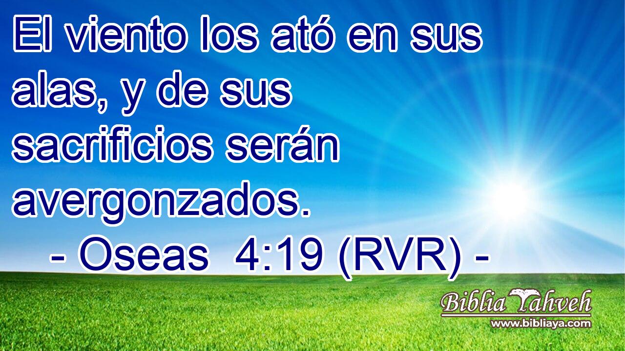 El viento los ató en sus alas, y de sus sacrificios serán avergonzados.