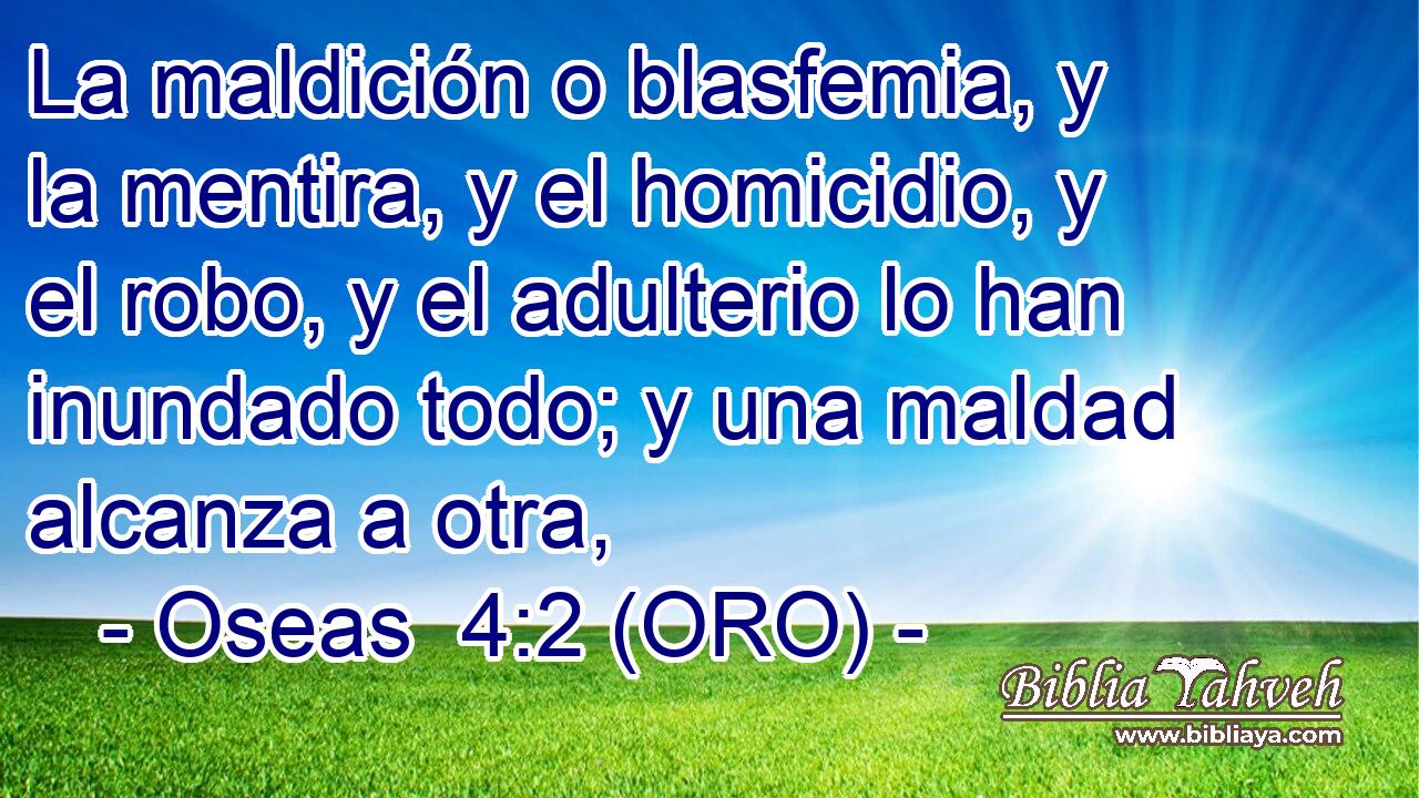  La maldición o blasfemia, y la mentira, y el homicidio, y el robo, y el adulterio lo han inundado todo; y una maldad alcanza a otra, 