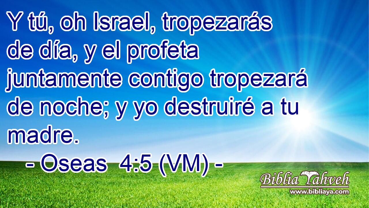  Y tú, oh Israel, tropezarás de día, y el profeta juntamente contigo tropezará de noche; y yo destruiré a tu madre. 