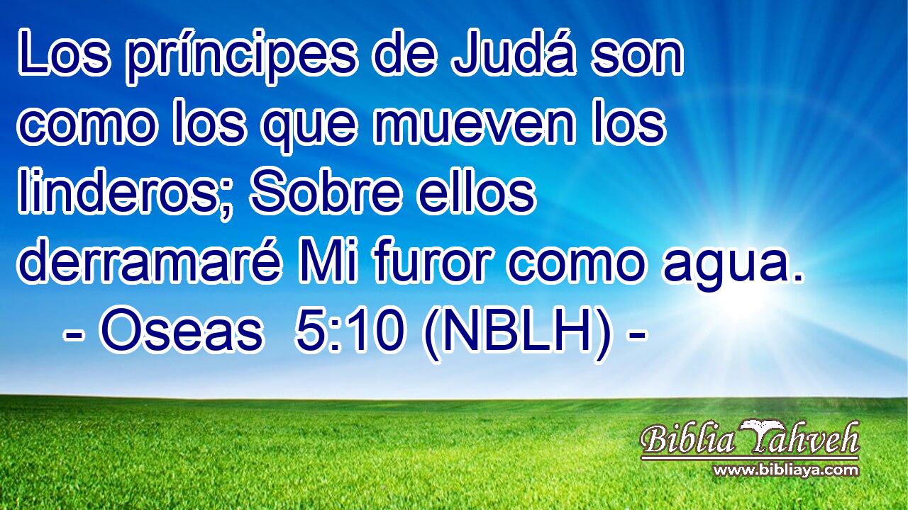  Los príncipes de Judá son como los que mueven los linderos; Sobre ellos derramaré Mi furor como agua. 