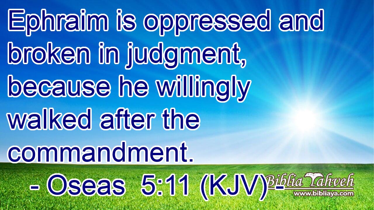 Ephraim is oppressed and broken in judgment, because he willingly walked after the commandment.