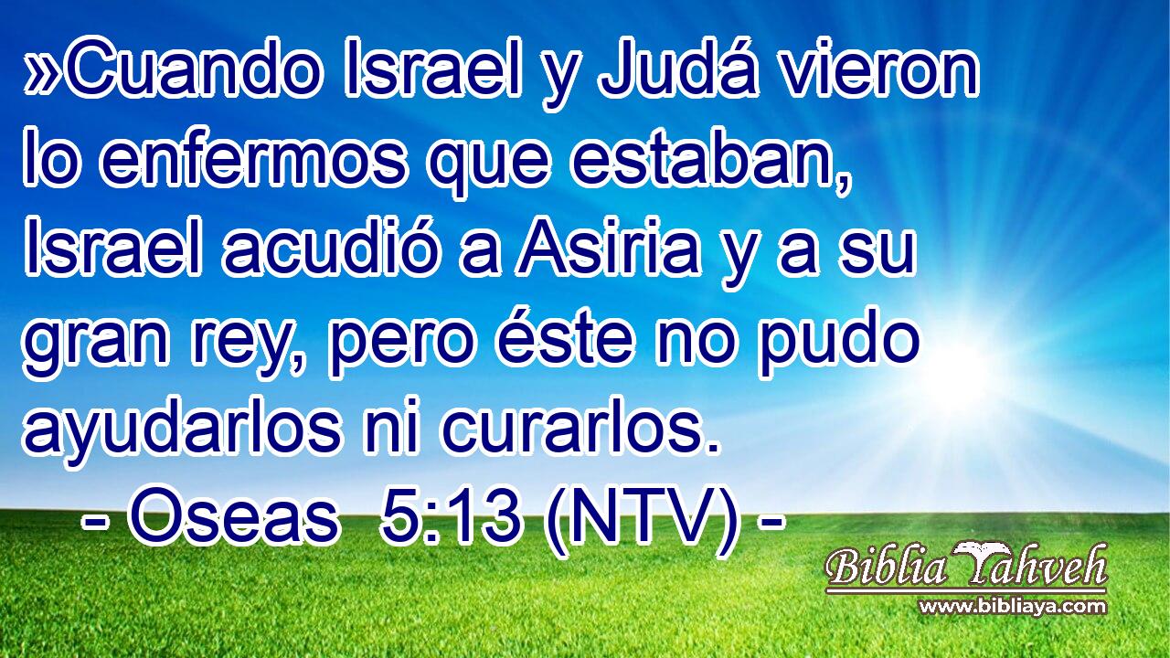 »Cuando Israel y Judá vieron lo enfermos que estaban, Israel acudió a Asiria y a su gran rey, pero éste no pudo ayudarlos ni curarlos.