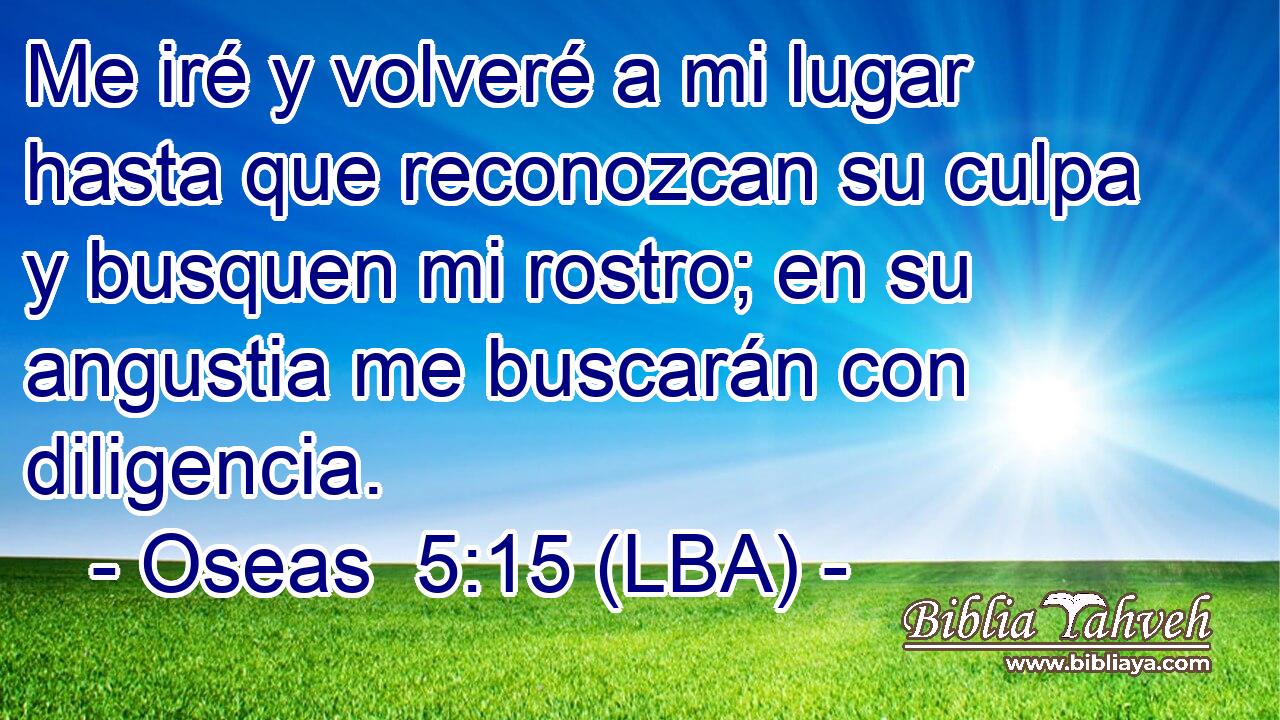 Me iré y volveré a mi lugar hasta que reconozcan su culpa y busquen mi rostro; en su angustia me buscarán con diligencia.