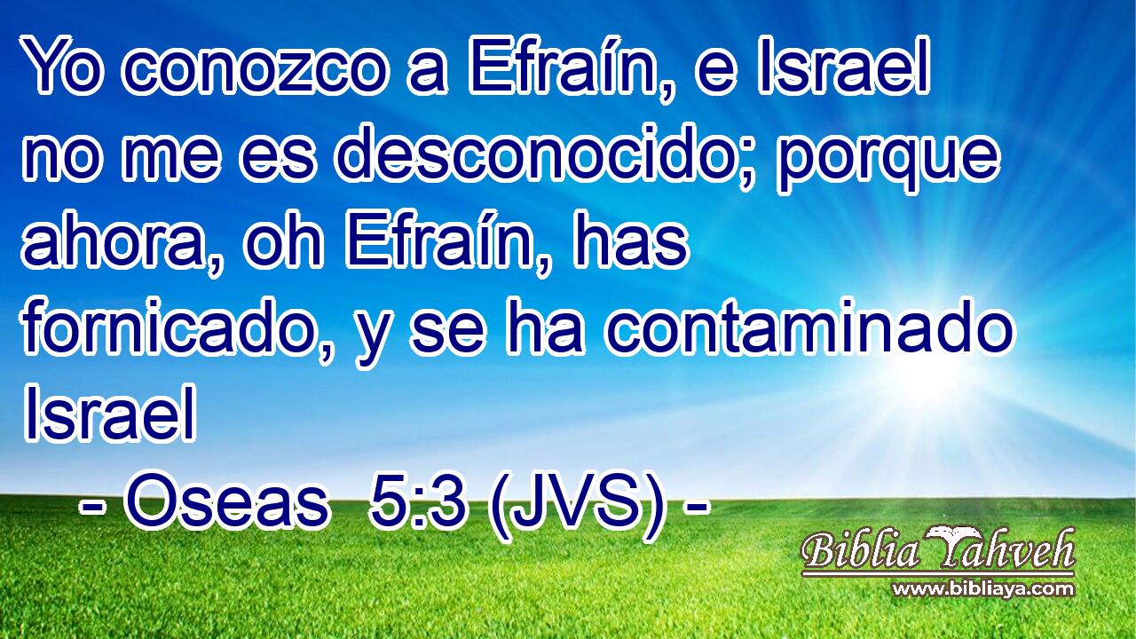 Yo conozco a Efraín, e Israel no me es desconocido; porque ahora, oh Efraín, has fornicado, y se ha contaminado Israel