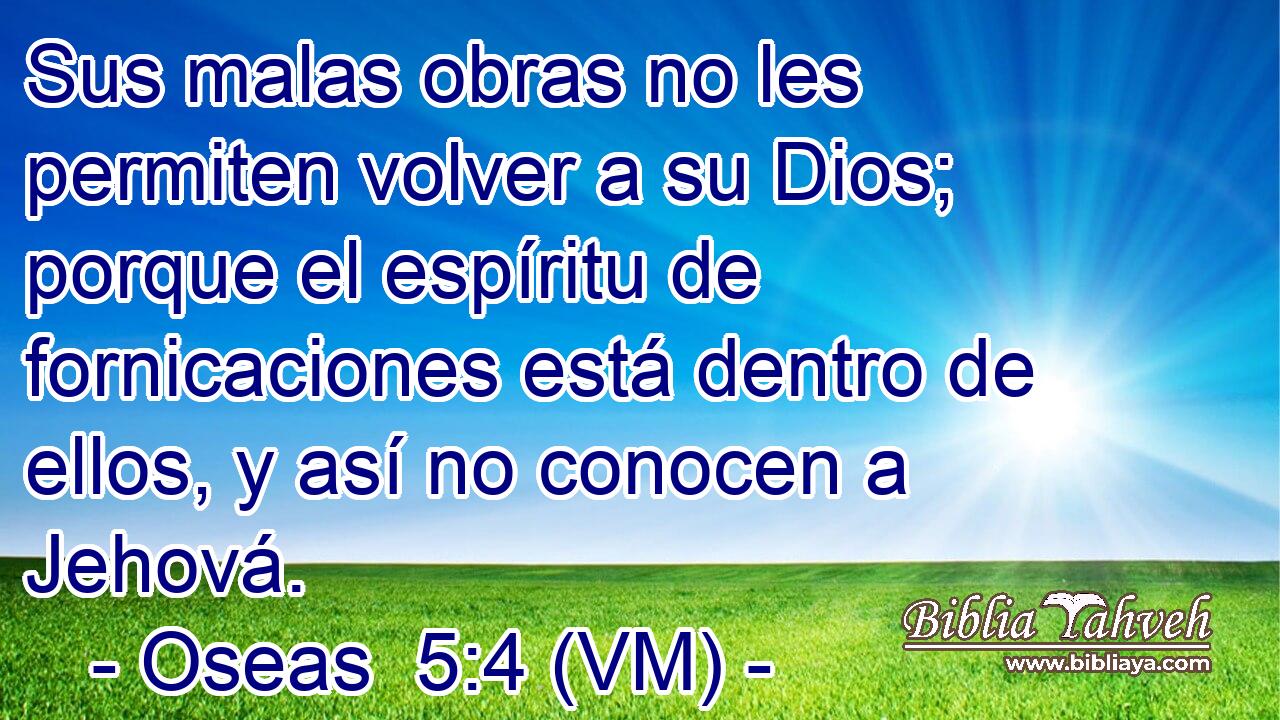  Sus malas obras no les permiten volver a su Dios; porque el espíritu de fornicaciones está dentro de ellos, y así no conocen a Jehová. 