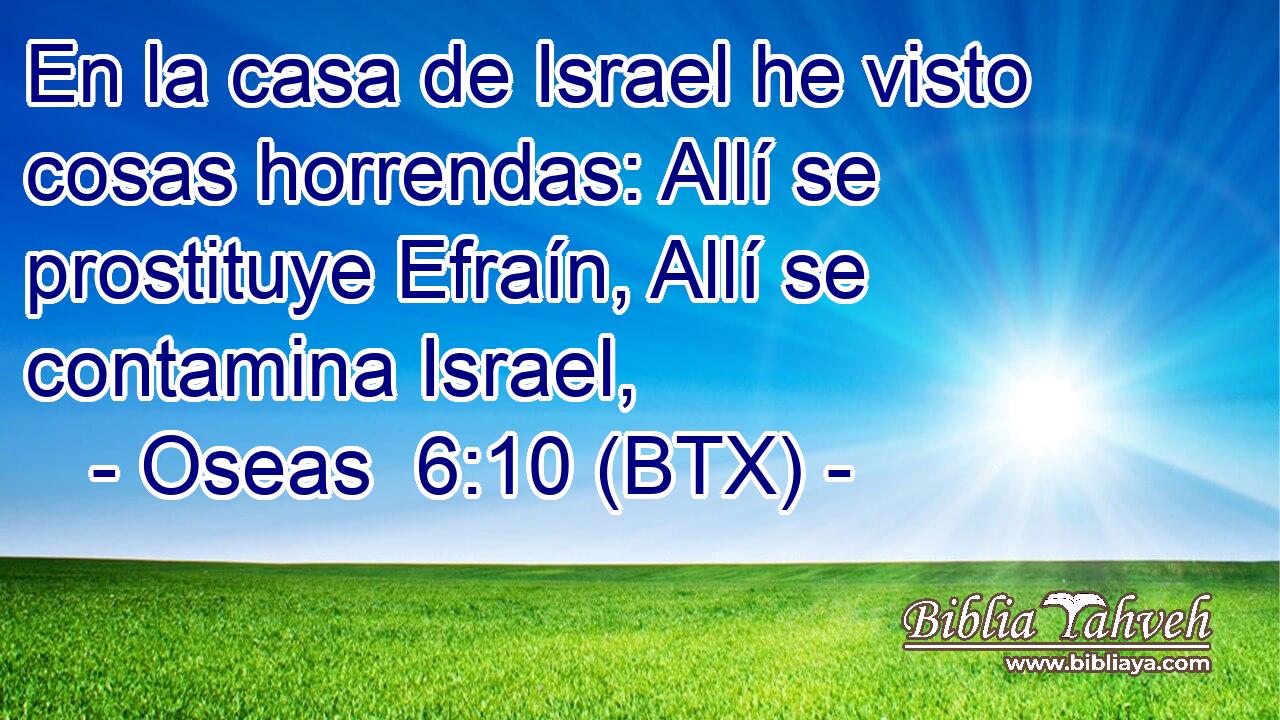 En la casa de Israel he visto cosas horrendas: Allí se prostituye Efraín, Allí se contamina Israel,
