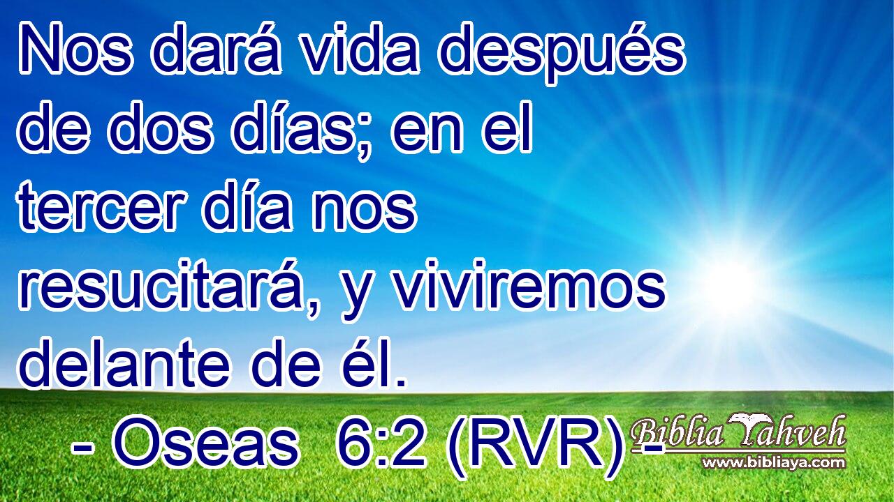 Nos dará vida después de dos días; en el tercer día nos resucitará, y viviremos delante de él.