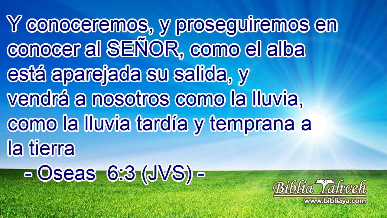 Y conoceremos, y proseguiremos en conocer al SEÑOR, como el alba está aparejada su salida, y vendrá a nosotros como la lluvia, como la lluvia tardía y temprana a la tierra
