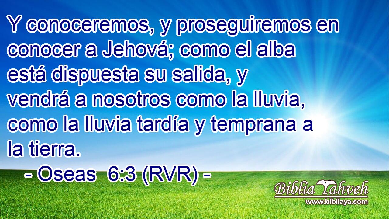 Oseas 6:3 (rvr) - Y Conoceremos, Y Proseguiremos En Conocer A Jeh...