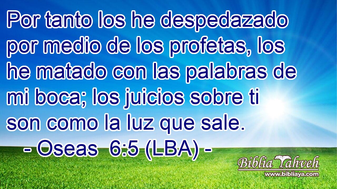 Por tanto los he despedazado por medio de los profetas, los he matado con las palabras de mi boca; los juicios sobre ti son como la luz que sale.