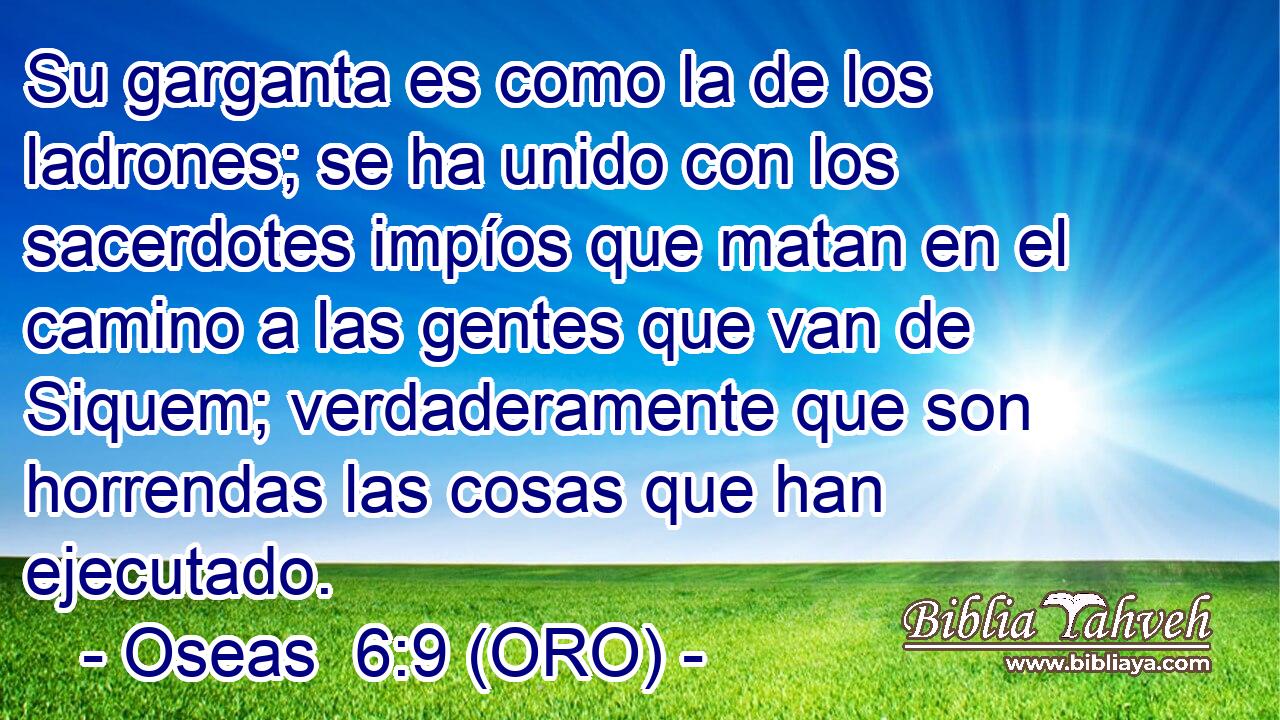  Su garganta es como la de los ladrones; se ha unido con los sacerdotes impíos que matan en el camino a las gentes que van de Siquem; verdaderamente que son horrendas las cosas que han ejecutado. 