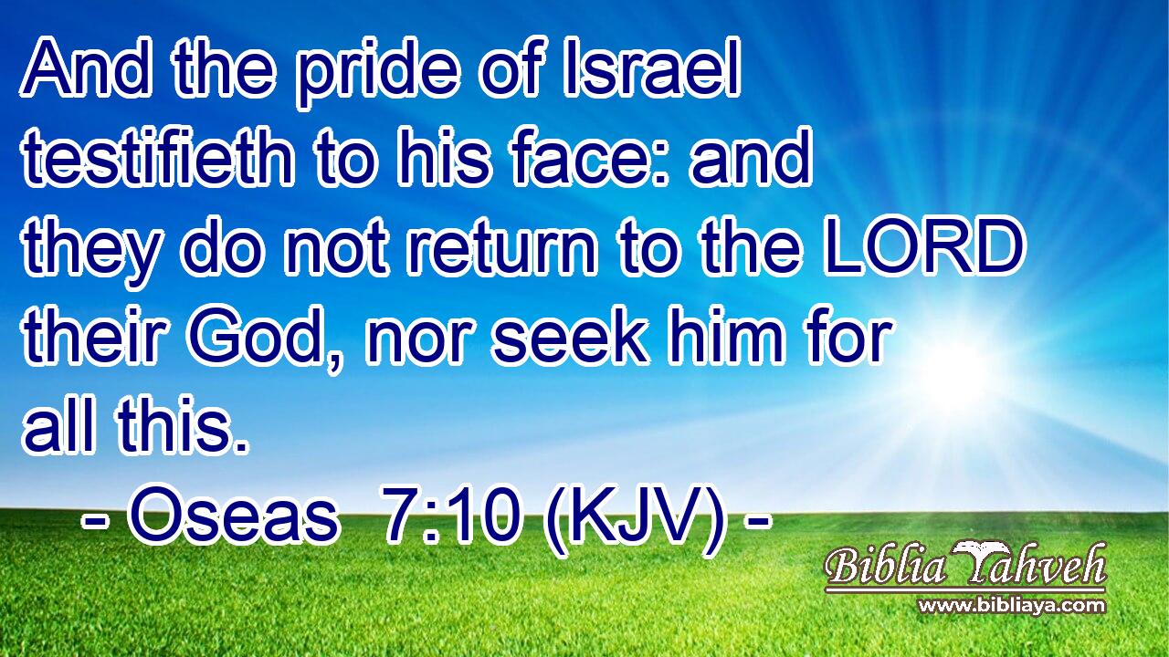 And the pride of Israel testifieth to his face: and they do not return to the LORD their God, nor seek him for all this.