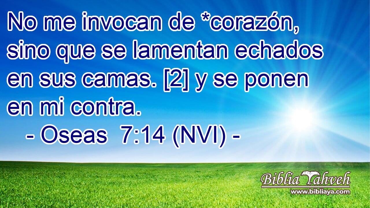  No me invocan de *corazón, sino que se lamentan echados en sus camas. [2] y se ponen en mi contra. 
