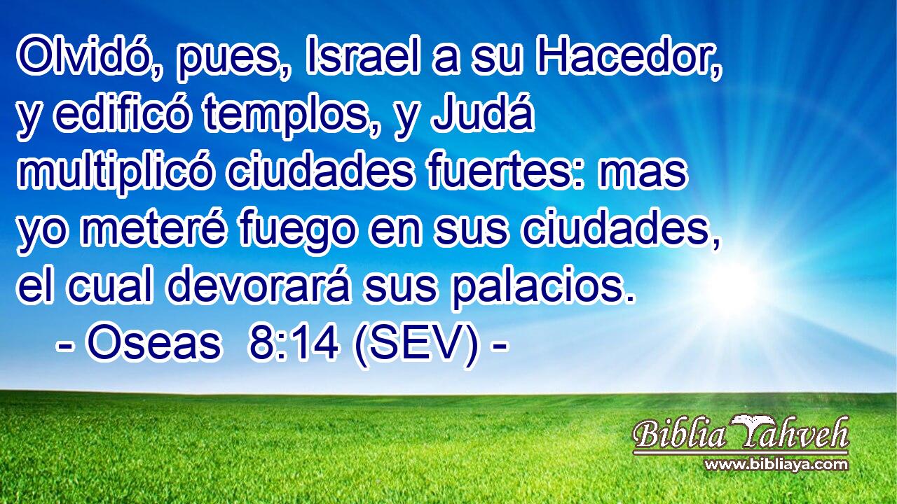 Olvidó, pues, Israel a su Hacedor, y edificó templos, y Judá multiplicó ciudades fuertes: mas yo meteré fuego en sus ciudades, el cual devorará sus palacios.