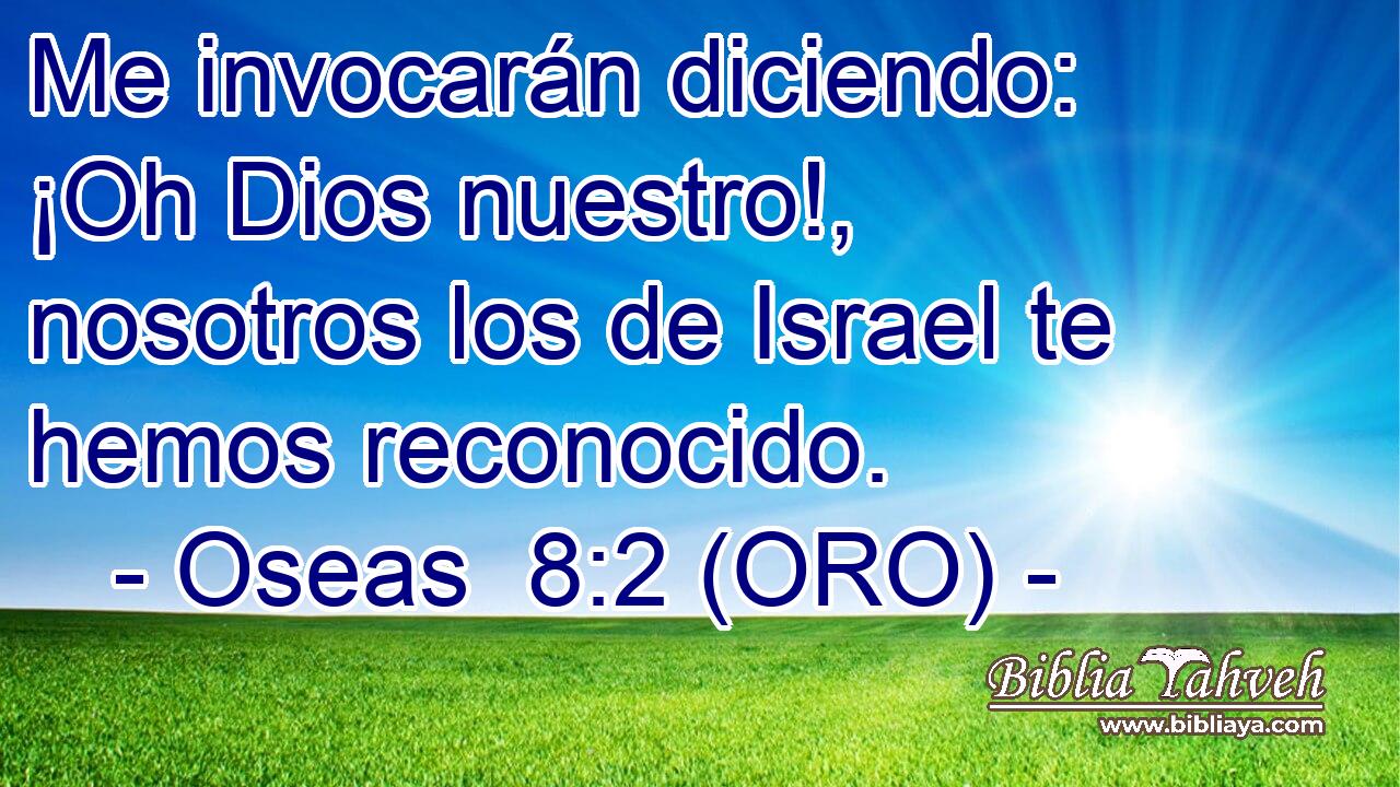  Me invocarán diciendo: ¡Oh Dios nuestro!, nosotros los de Israel te hemos reconocido. 