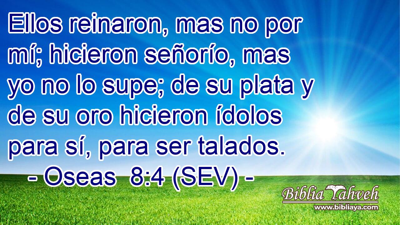 Ellos reinaron, mas no por mí; hicieron señorío, mas yo no lo supe; de su plata y de su oro hicieron ídolos para sí, para ser talados.
