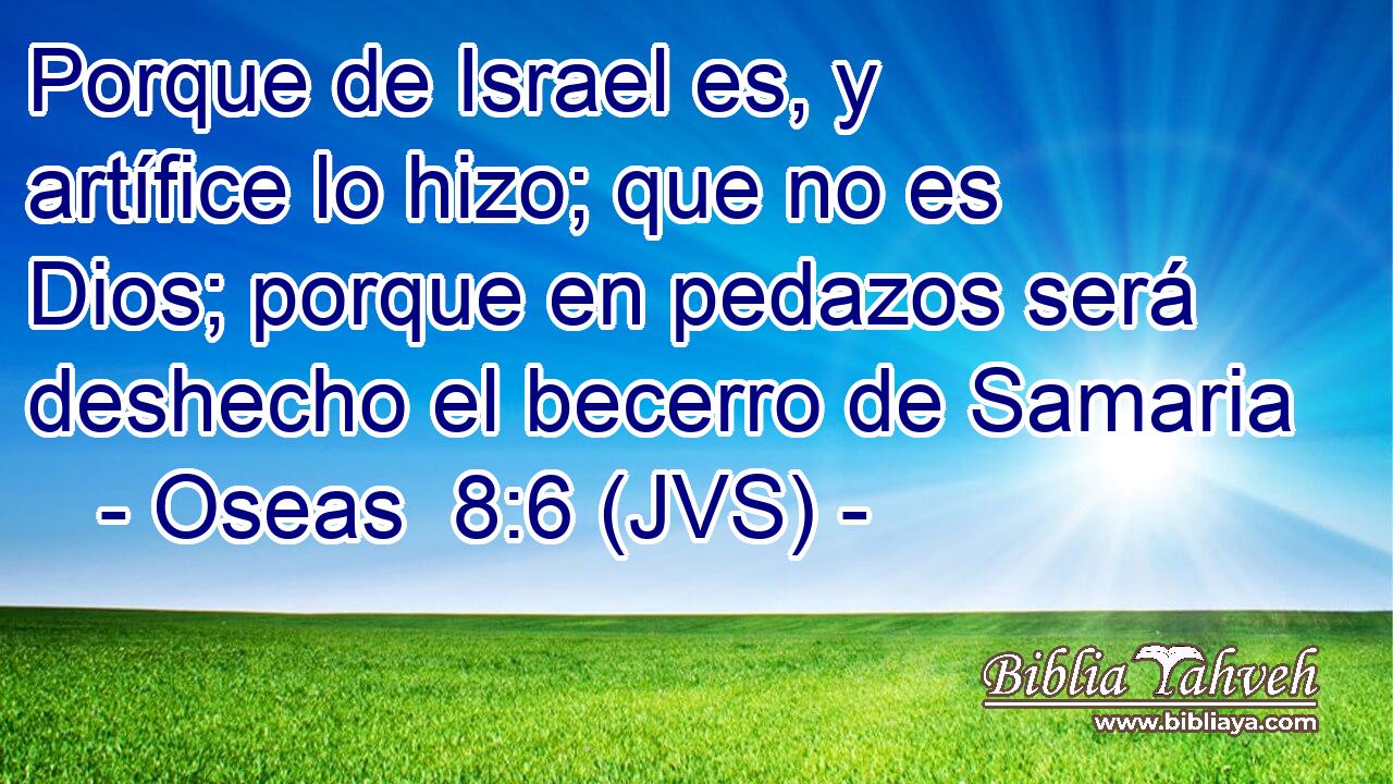 Porque de Israel es, y artífice lo hizo; que no es Dios; porque en pedazos será deshecho el becerro de Samaria