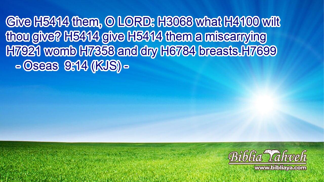 Give H5414 them, O LORD: H3068 what H4100 wilt thou give? H5414 give H5414 them a miscarrying H7921 womb H7358 and dry H6784 breasts.H7699