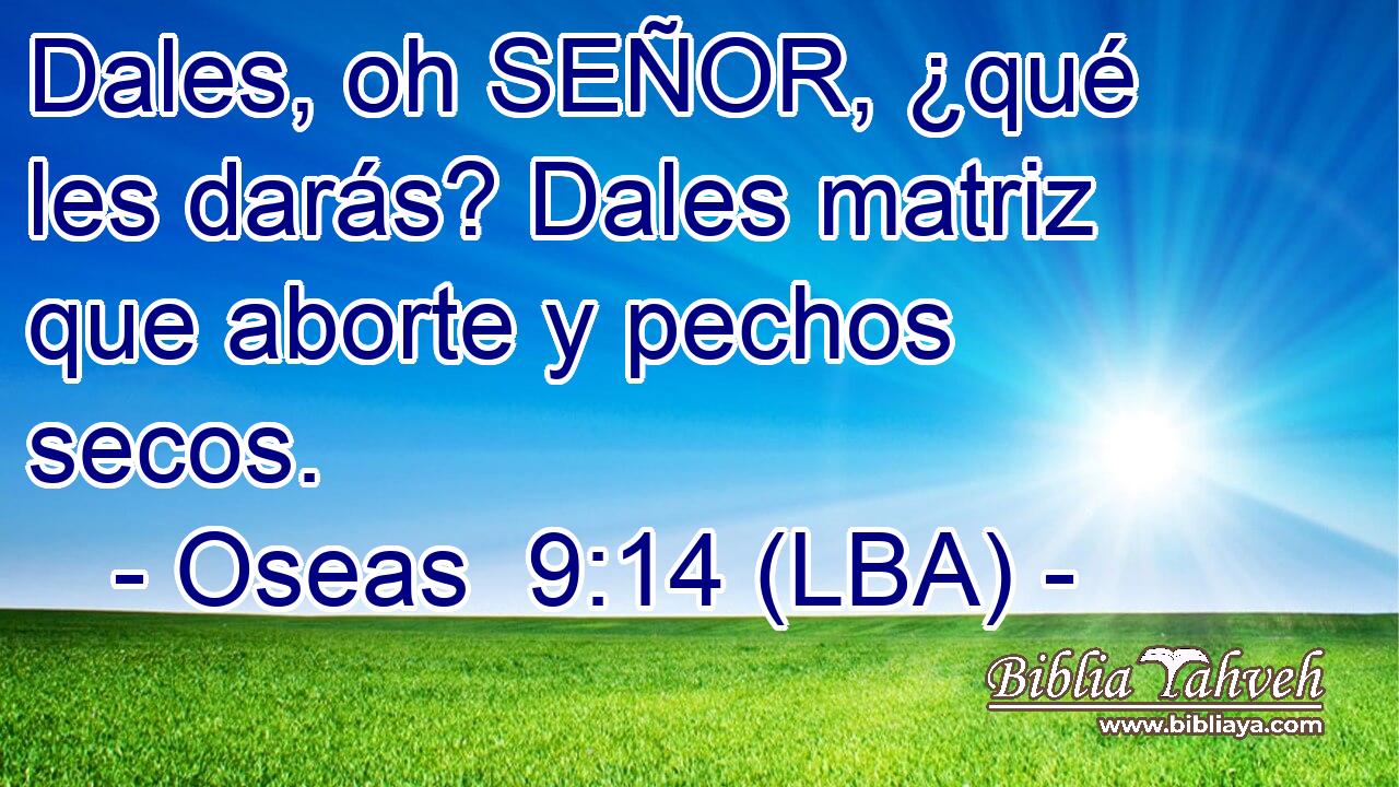 Dales, oh SEÑOR, ¿qué les darás? Dales matriz que aborte y pechos secos.