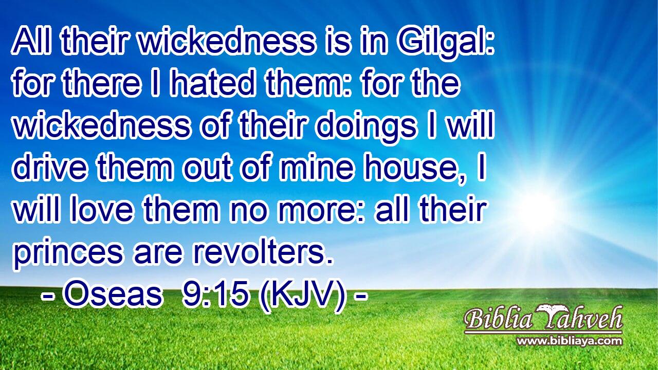 All their wickedness is in Gilgal: for there I hated them: for the wickedness of their doings I will drive them out of mine house, I will love them no more: all their princes are revolters.