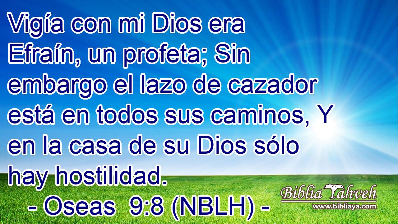  Vigía con mi Dios era Efraín, un profeta; Sin embargo el lazo de cazador está en todos sus caminos, Y en la casa de su Dios sólo hay hostilidad. 